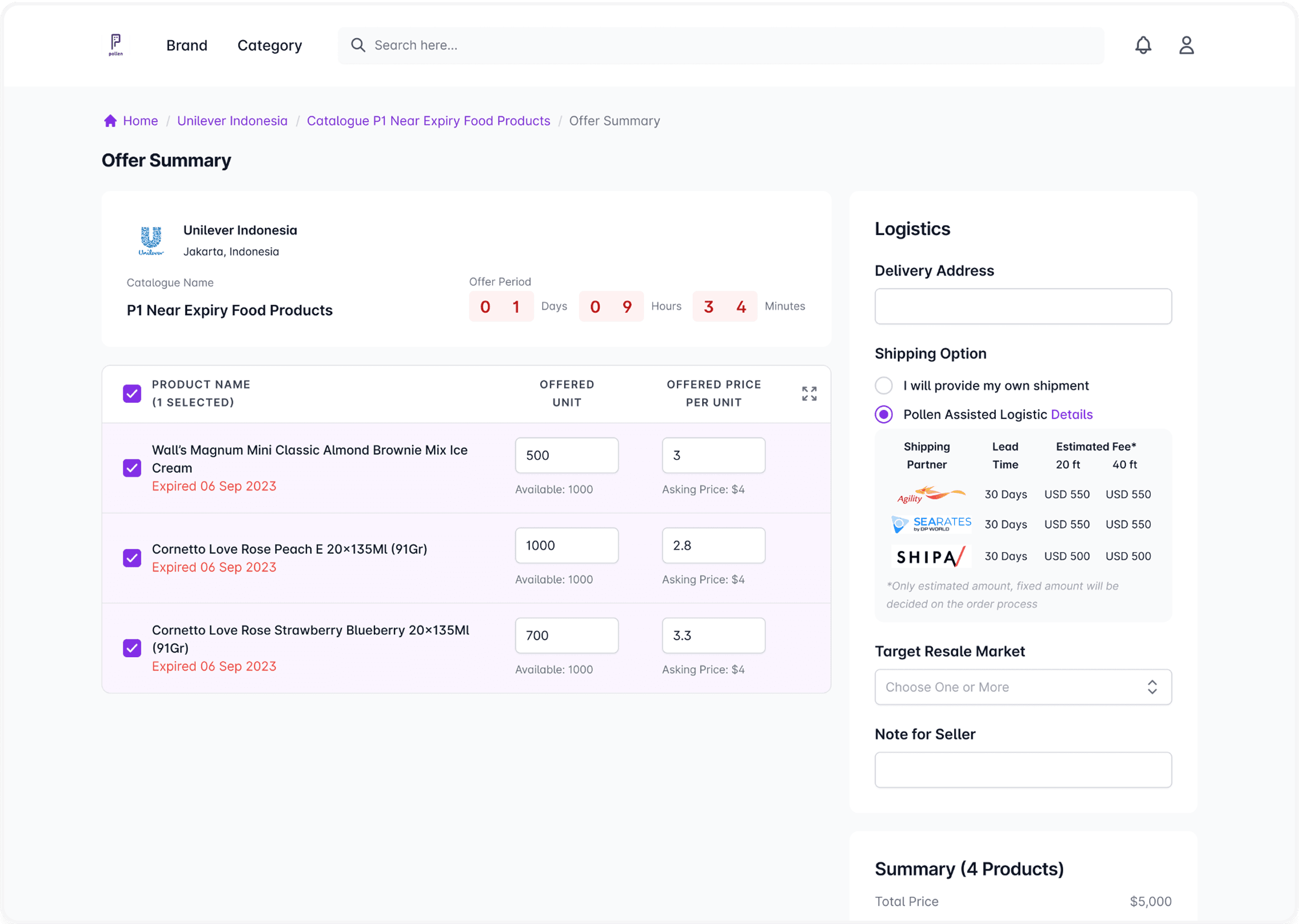 Pollen Pass, offer summary screen